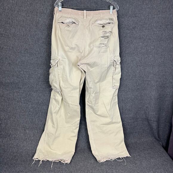 VTG American Eagle Destroyed Cargo Pants Sz 31x32 Y2K Grunge Streetwear Tattered - Picture 3 of 10